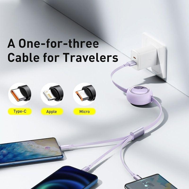Premium 3-in-1 Universal Fast Charging Cable - Android, iOS & Type-C Compatible