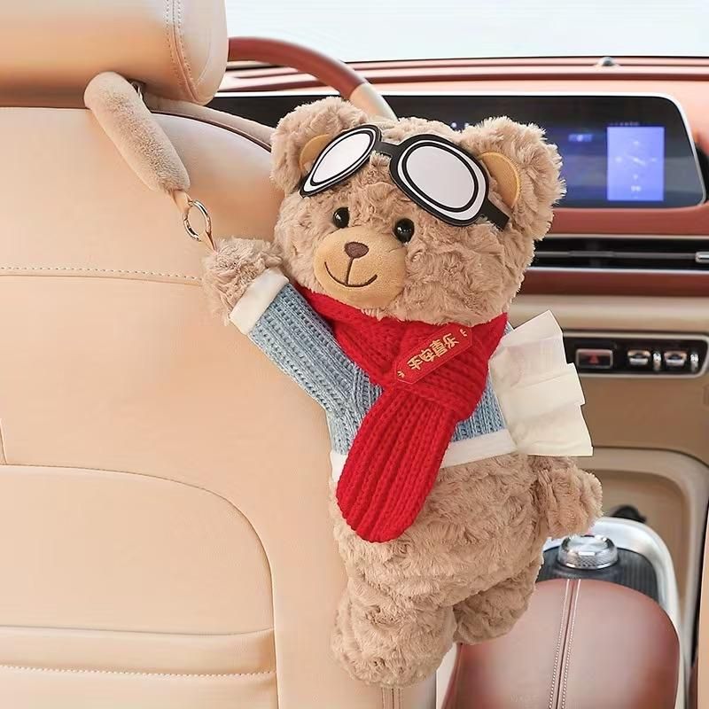 Plush Cute Bear Car "Vault" Tissue Holder