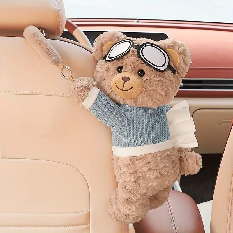 Plush Cute Bear Car "Vault" Tissue Holder