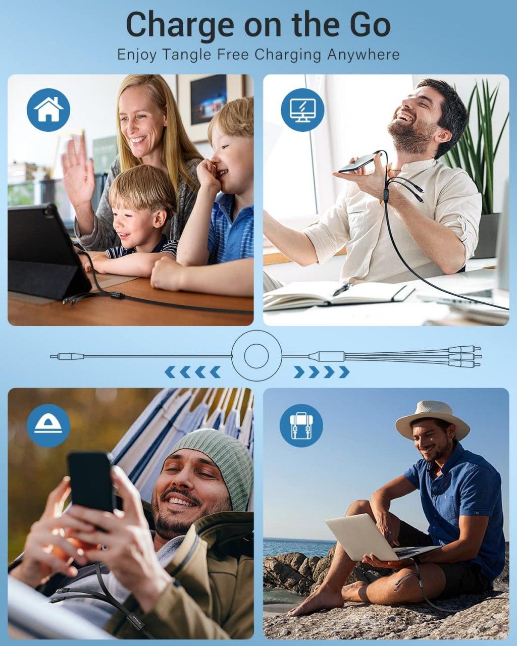 Premium 3-in-1 Universal Fast Charging Cable - Android, iOS & Type-C Compatible