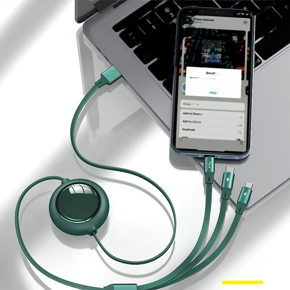 Premium 3-in-1 Universal Fast Charging Cable - Android, iOS & Type-C Compatible